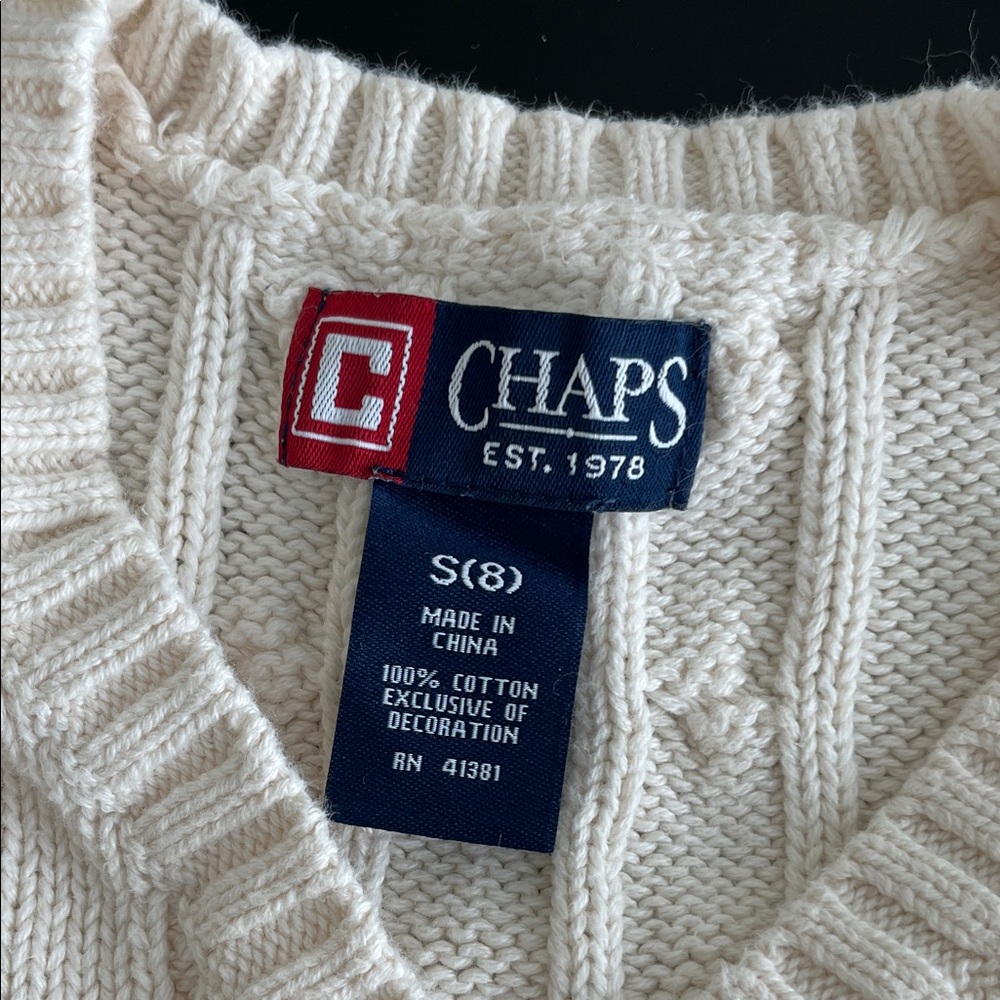Chaps Kids Cream Cable Knit Sweater Vest - Picture 2 of 4